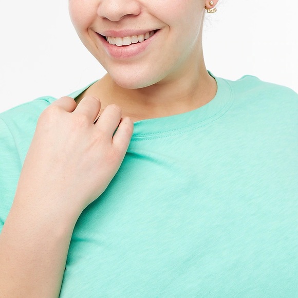 J. CREW Girlfriend Tee Crewneck Neon Agua Short Sleeve T-Shirt - Picture 5 of 13